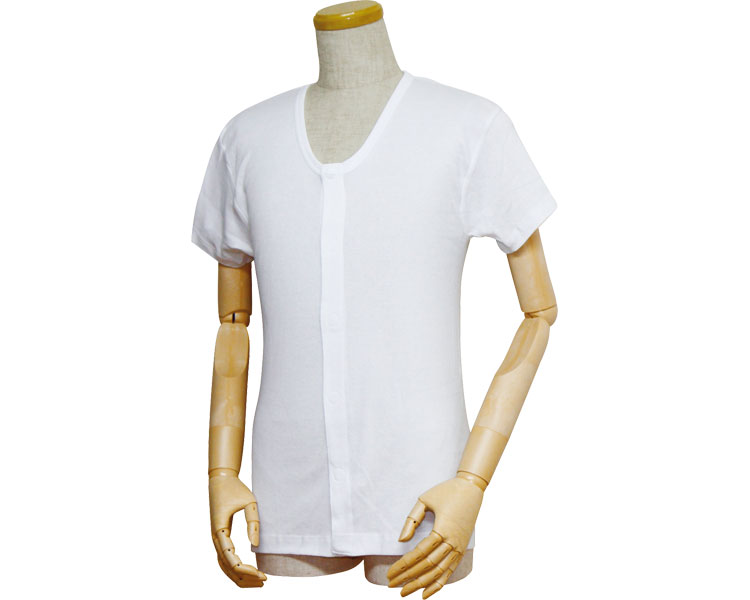 남성 앞여밈 반팔 셔츠 원터치 테이프식 43203 화이트 L