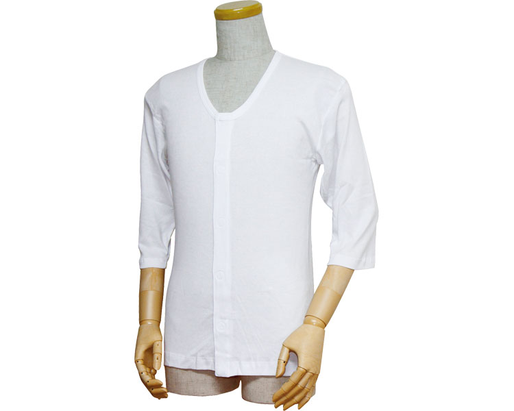 남성 앞여밈 7부 셔츠 원터치 테이프식 43212 화이트 LL