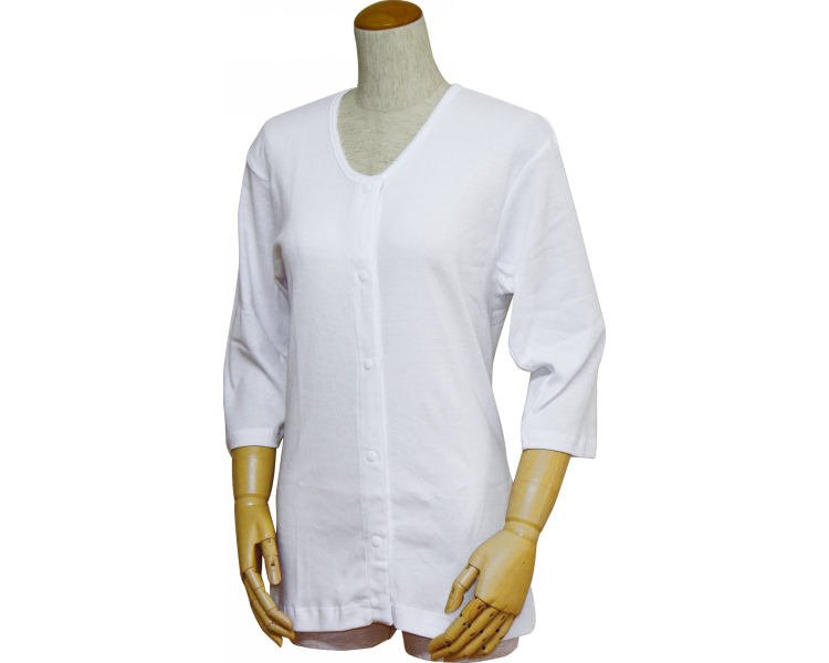 여성 7부 앞여밈 셔츠 (플라스틱 후크형) 43261 L 화이트