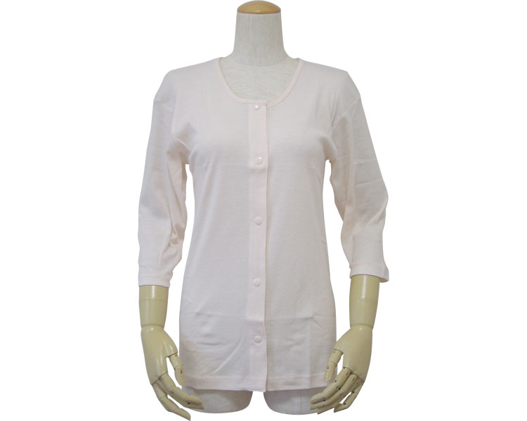 여성 7부 앞여밈 셔츠 (플라스틱 후크형) 43261 LL 피치